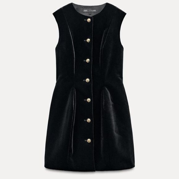 NWT ZARA PEPLUM VELVET DRESS ZW COLLECTION - Picture 6 of 12